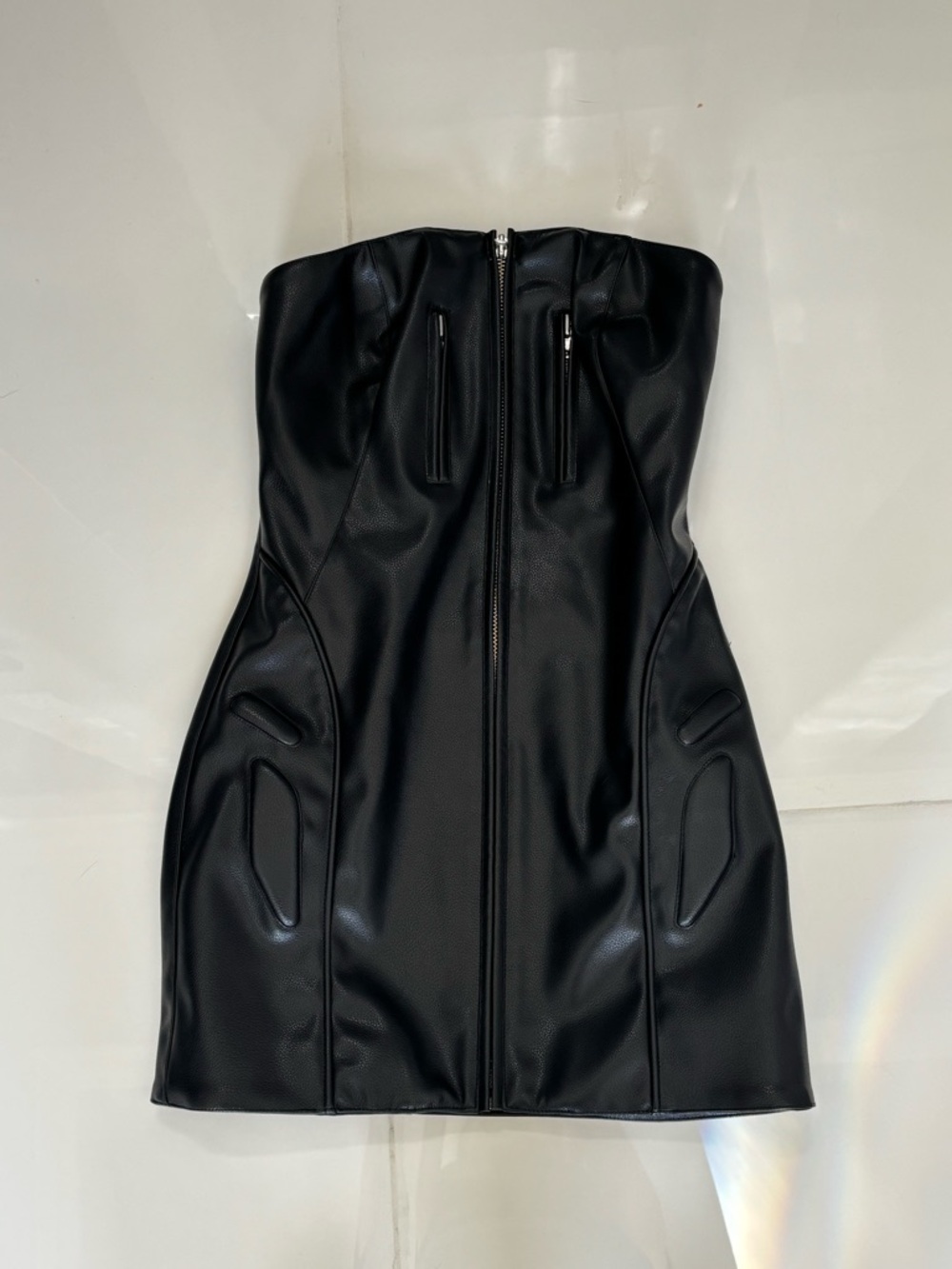 NWOT KHY Leather Strapless Dress